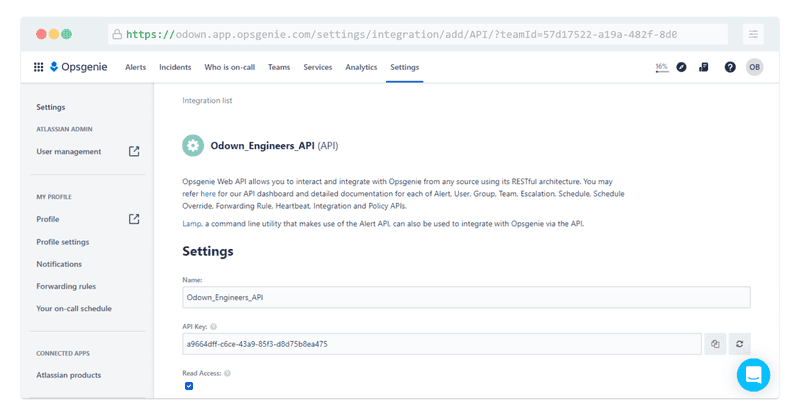 Add a new Opsgenie channel