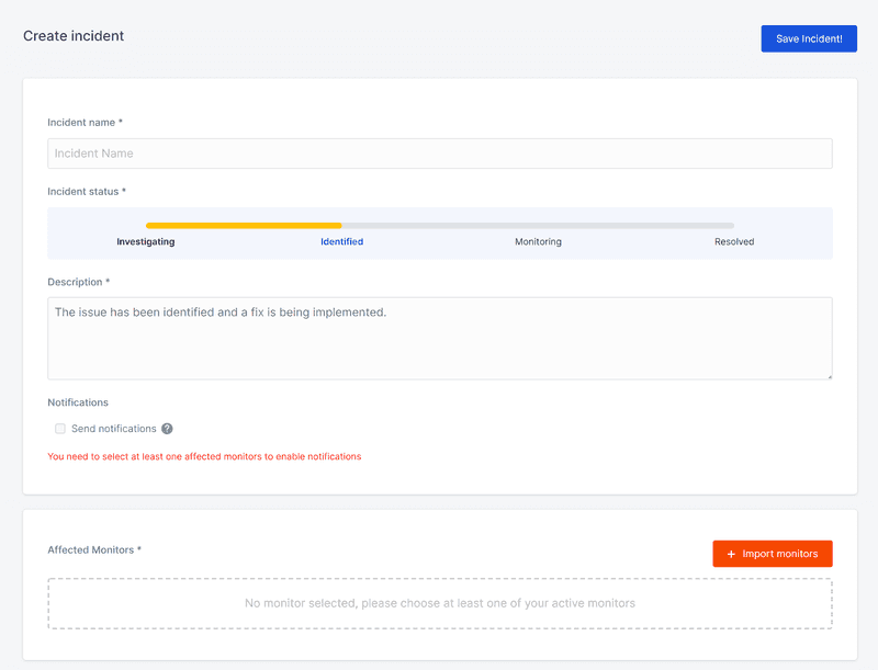 Select affected monitors - odown 