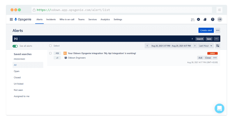 Add a new Opsgenie channel