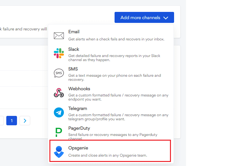 Add a new Opsgenie channel